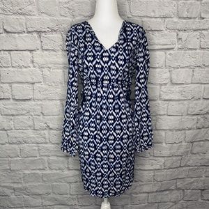 Old Navy Blue Tribal Long Sleeve Dress